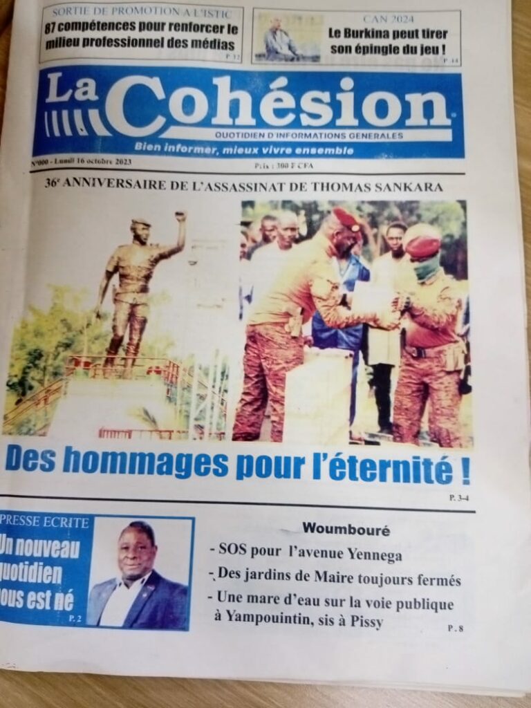 Burkina: «La Cohésion», un nouveau quotidien dans le paysage médiatique national