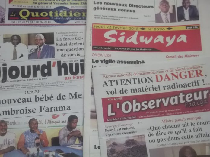 Burkina : sécurité et finance font la une des quotidiens