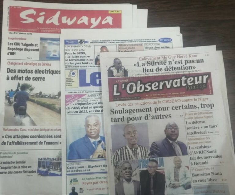 Terrorisme, santé, AES et présidentielle sénégalaise en couverture des journaux burkinabè